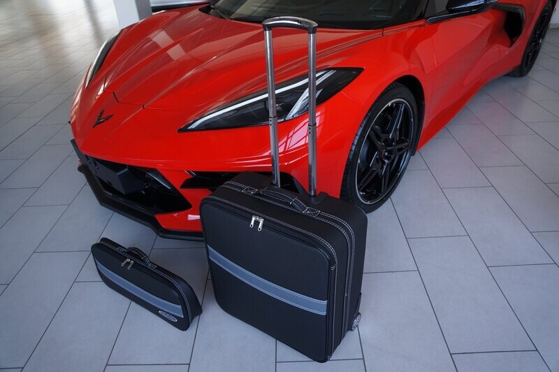 Roadsterbag kofferset Chevrolet Corvette C8 voorzijde Zilveren naad (EU + US versie)