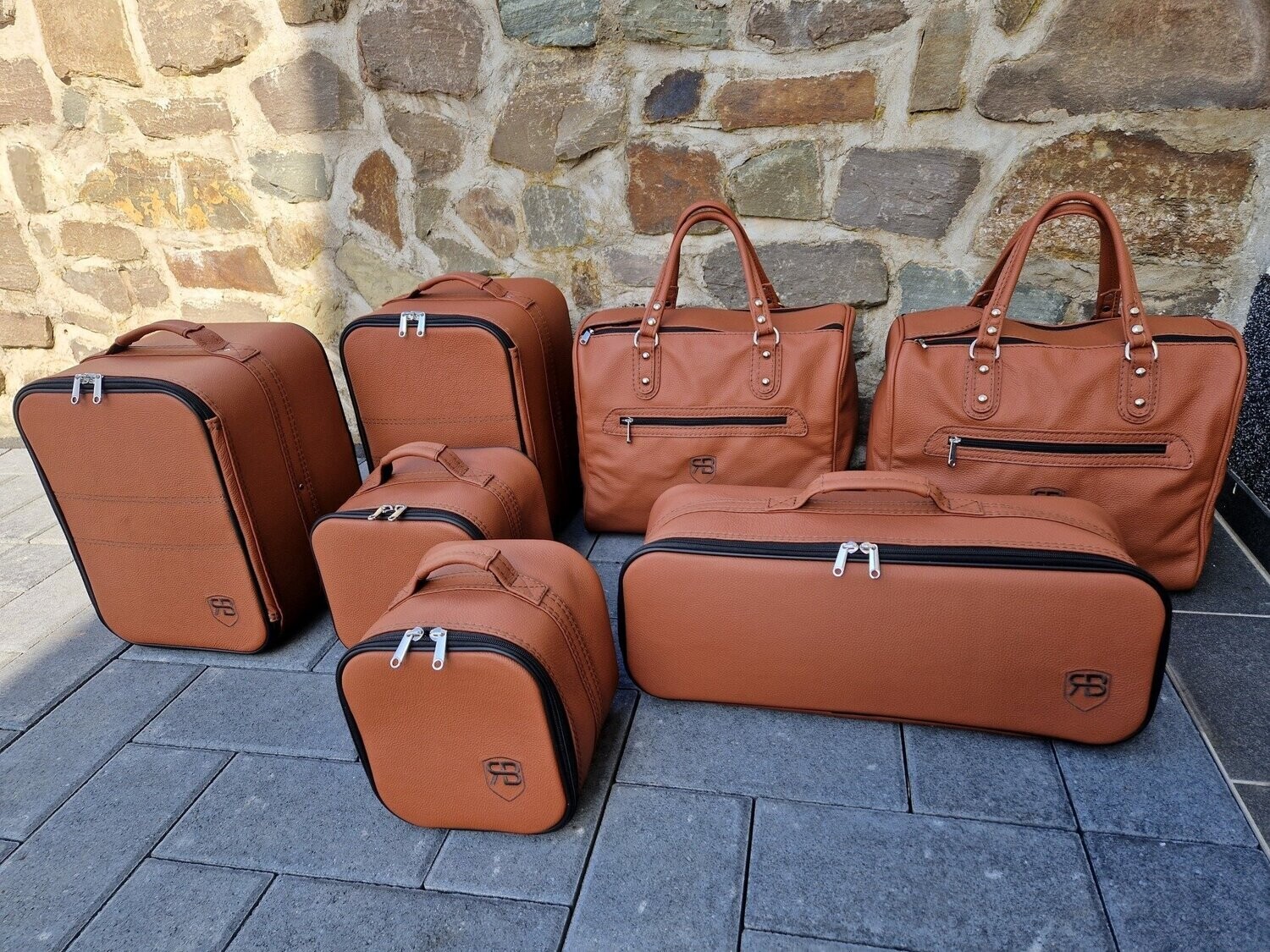 Roadsterbag kofferset Maserati GranCabrio 7-pcs Leder Natur