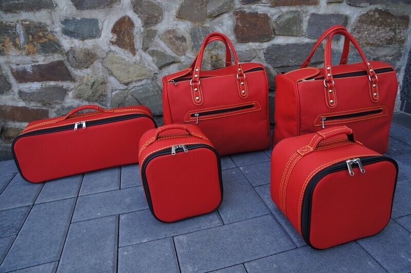 Roadsterbag kofferset Maserati GranCabrio 5-pcs Leder Red (kofferbak)