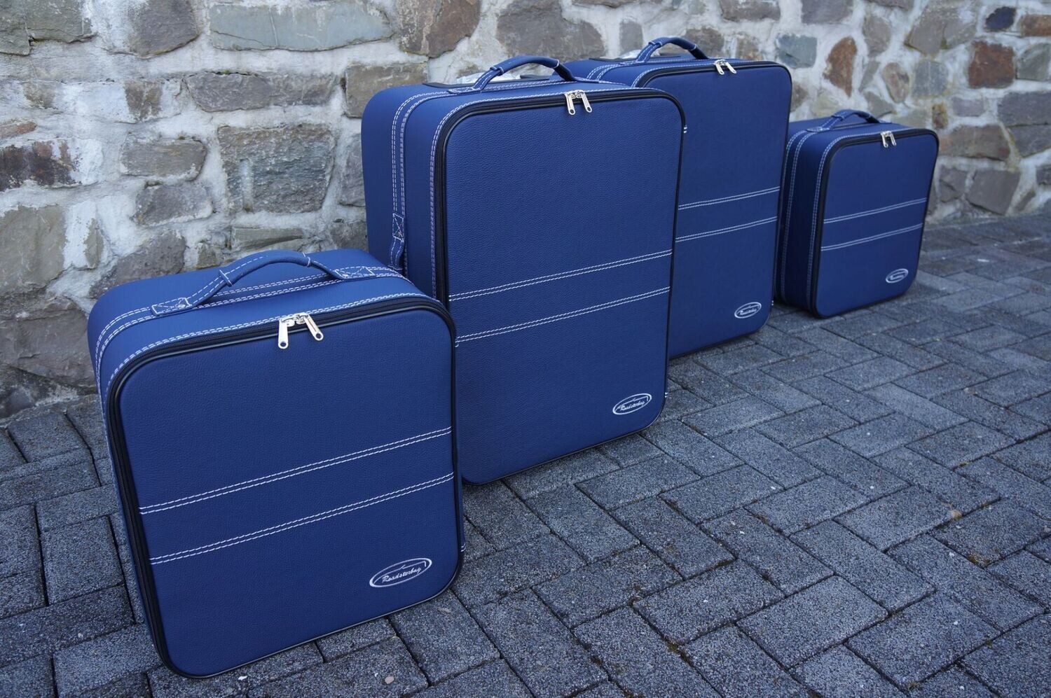Roadsterbag suitcase set Mercedes SL W107 Leather Cobalt 4-piece