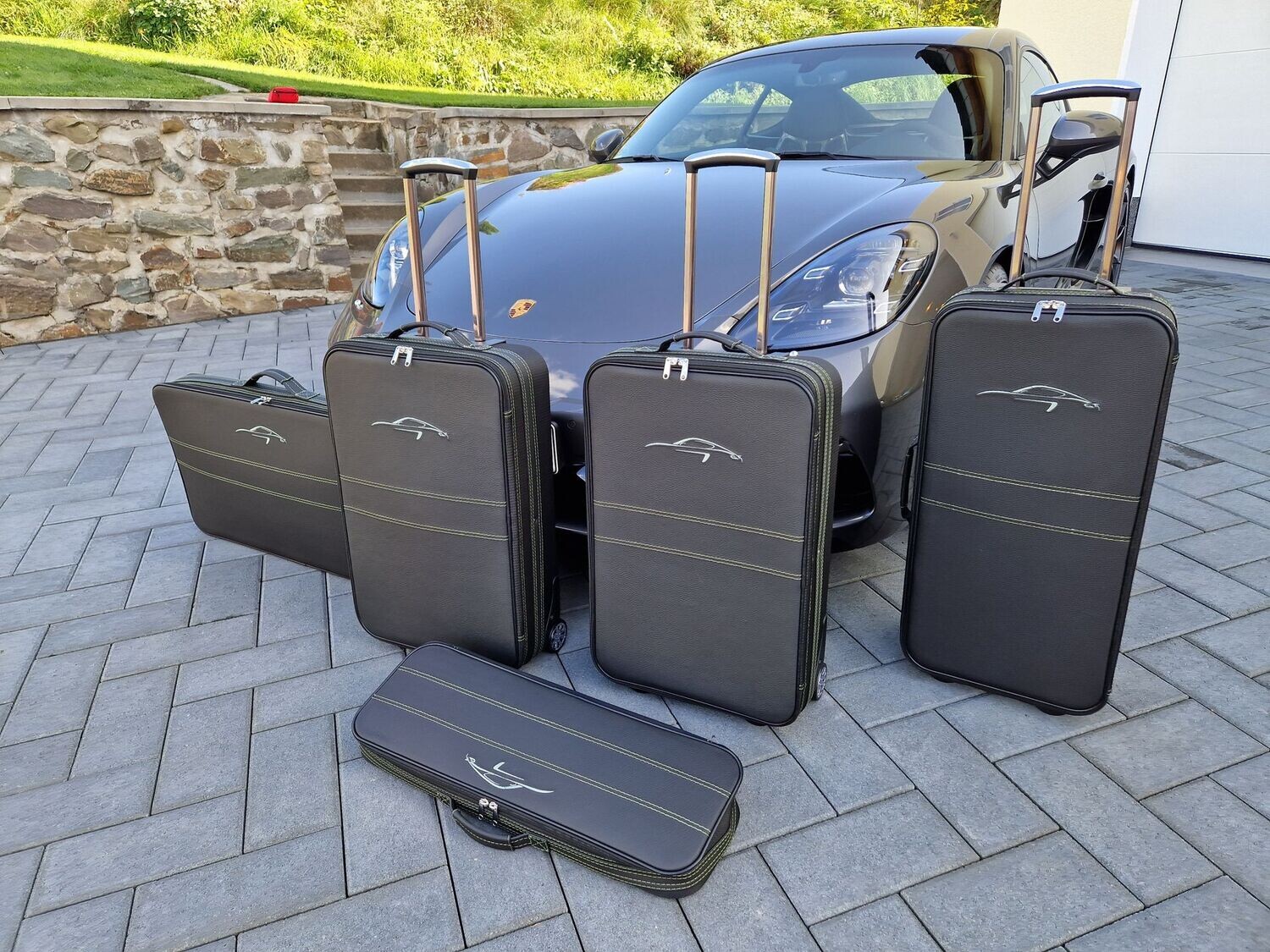 Roadsterbag suitcase set Porsche Cayman 718 front and rear + Logo 5-piece