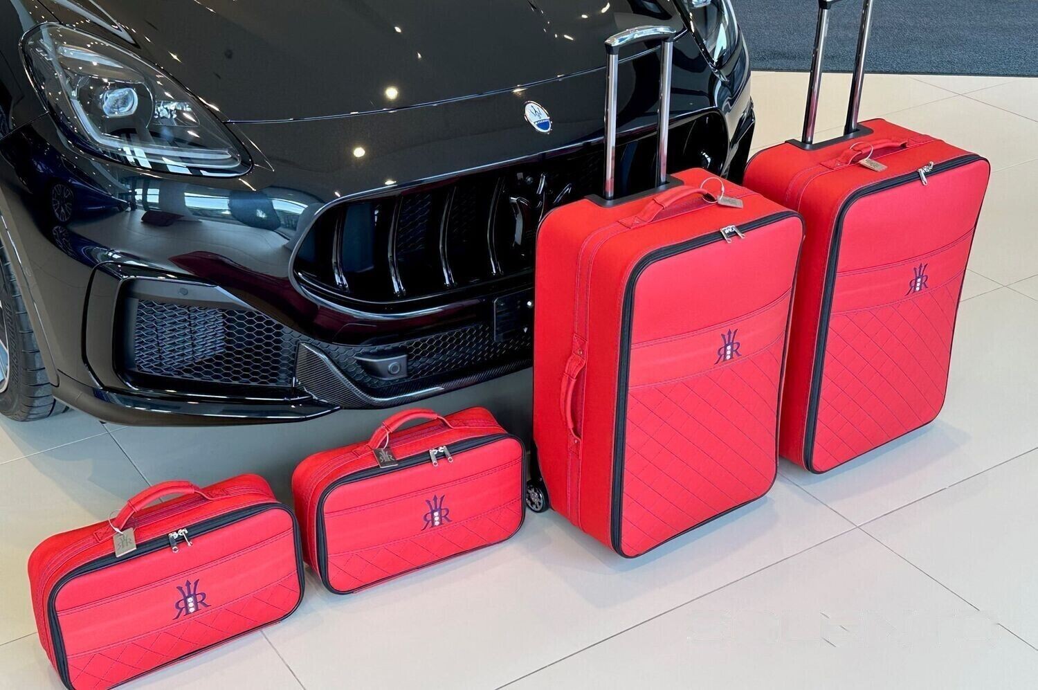 Roadsterbag kofferset Maserati Ghibli 4-pcs Leder Ferrari Red