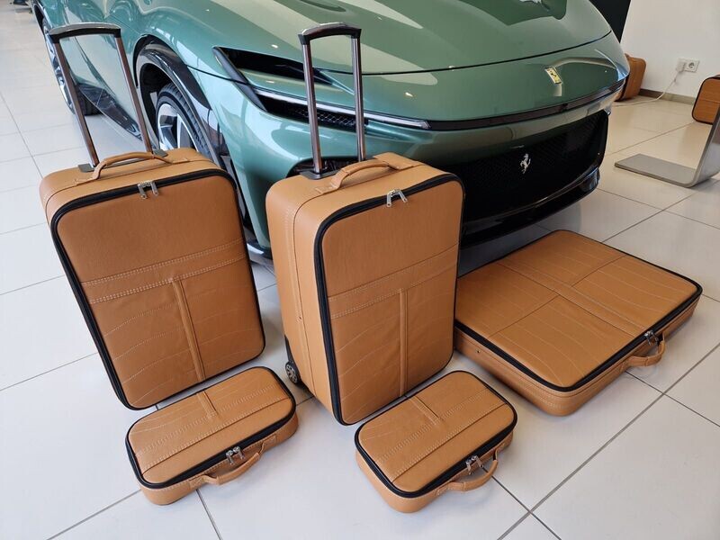 Roadsterbag suitcase set Ferrari Purosangue trunk + rear seat 7-piece Sabbia leather