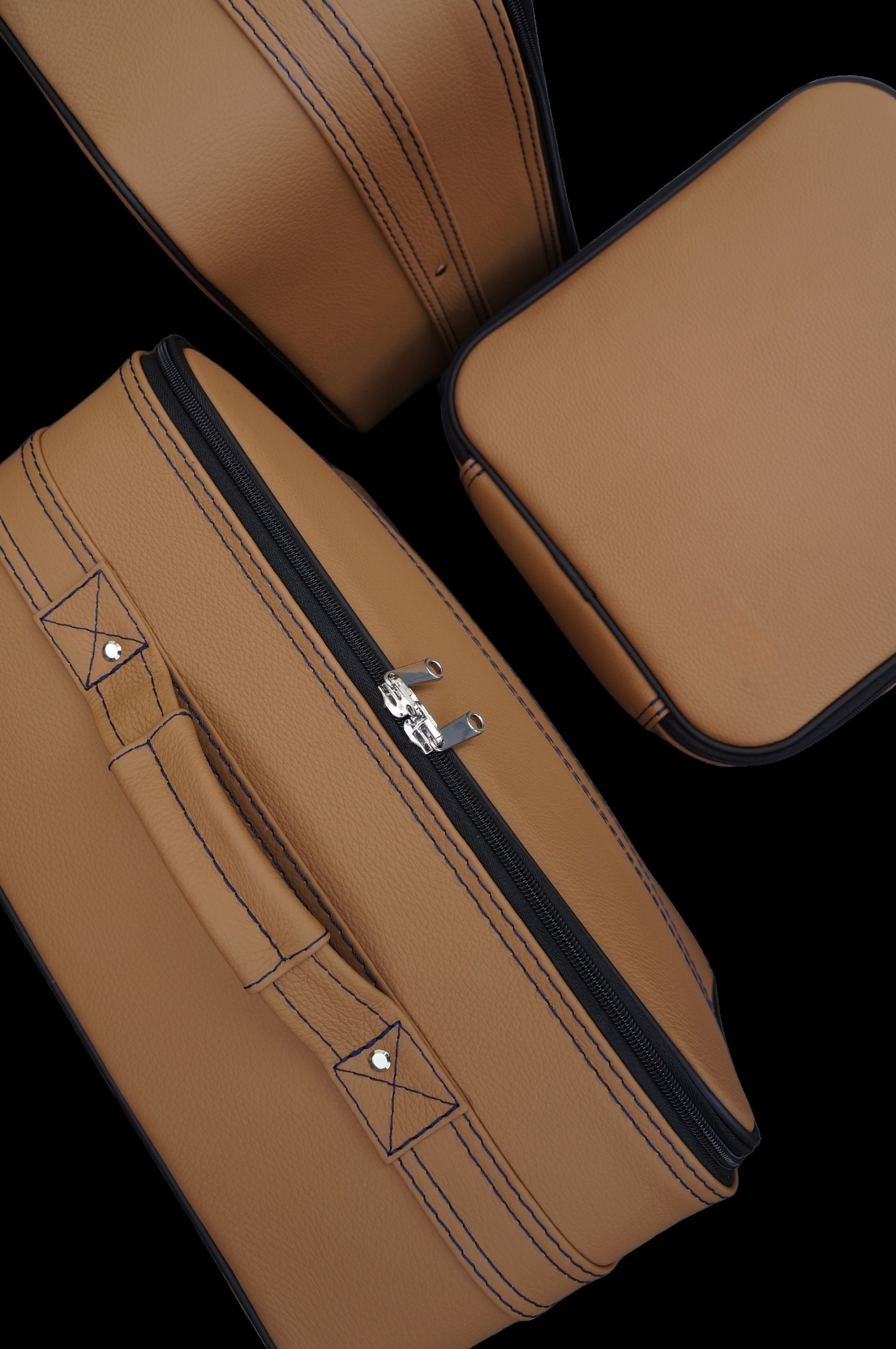 Roadsterbag kofferset Porsche 991 achterbank Coupe/Targa/Cabrio in Camel leder