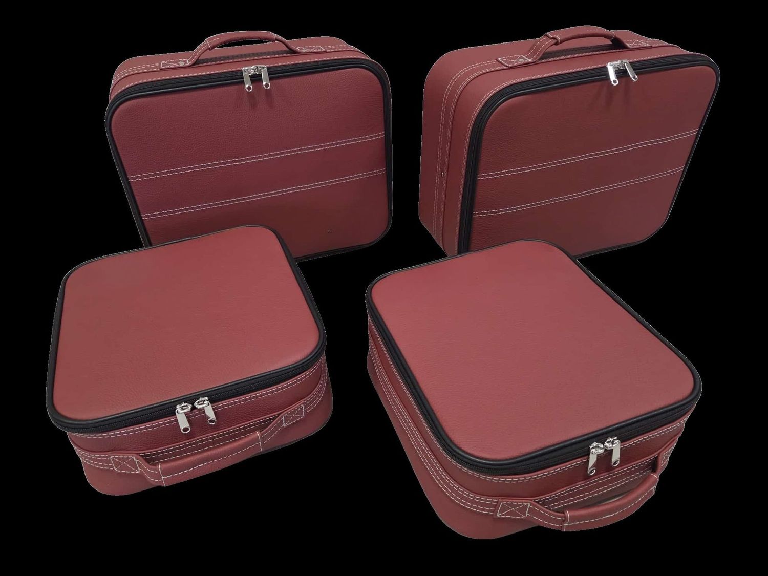 Roadsterbag suitcase set Porsche 992 rear seat in Cherry leather