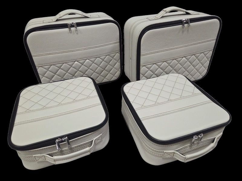 Roadsterbag suitcase set Porsche 992 rear seat in Nebbia leather and Diamond pattern