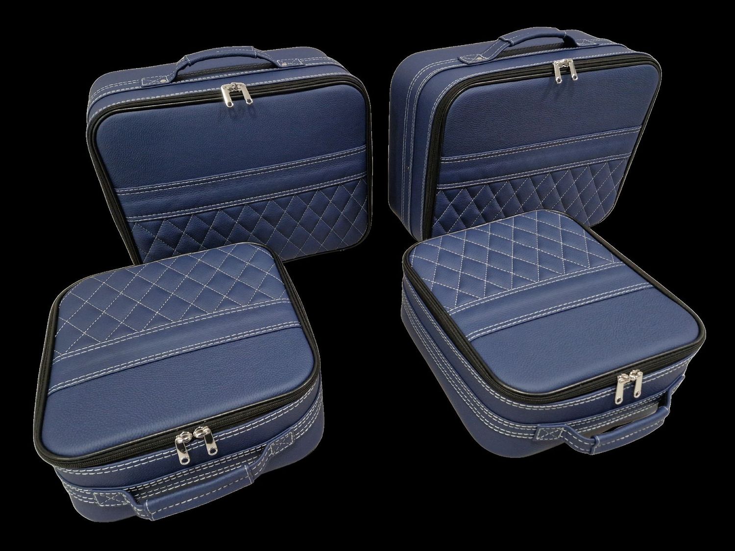 Roadsterbag suitcase set Porsche 991 rear seat in Kobalt leather + Diamond pattern