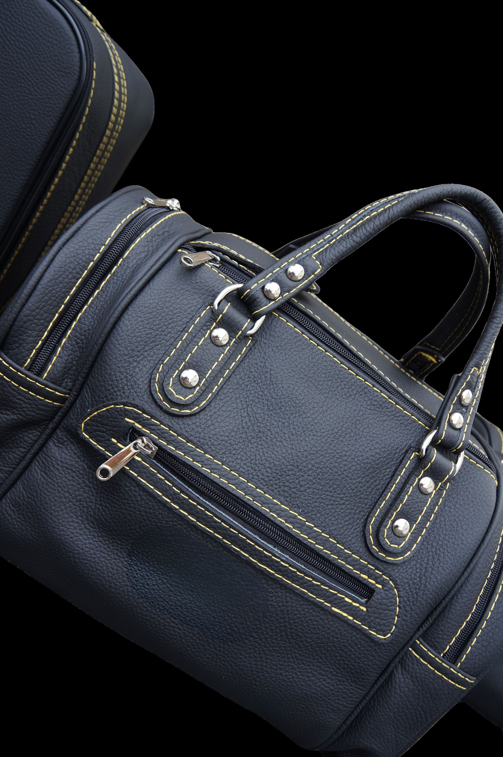 Roadsterbag kofferset Ferrari California 4-dlg achterbank + gele stiknaden