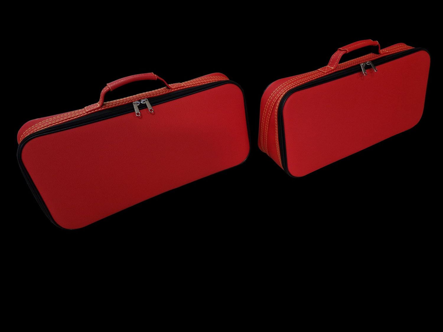 Roadsterbag suitcase set Ferrari F8 Tributo (2-piece) interior in Red leather + yellow stitching