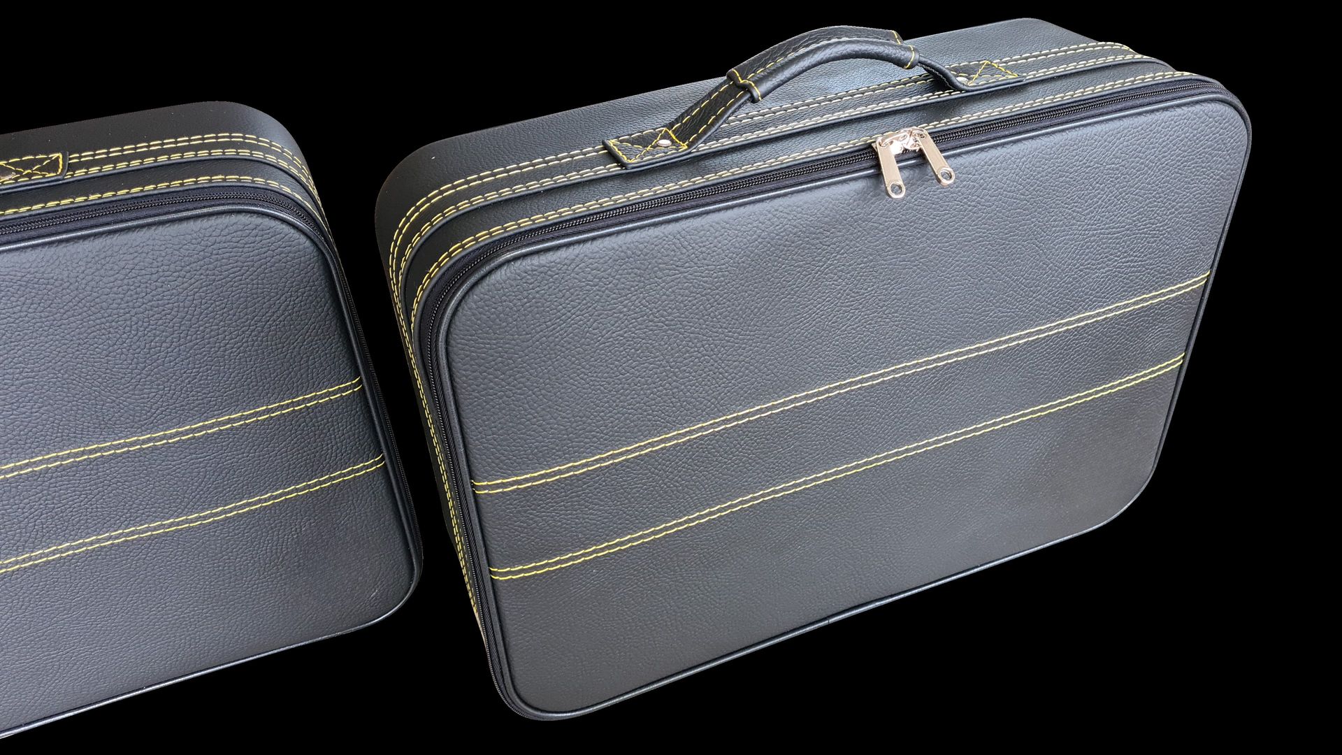 Roadsterbag kofferset voor BMW i8 Cabriolet + gele stiknaden (5-dlg)