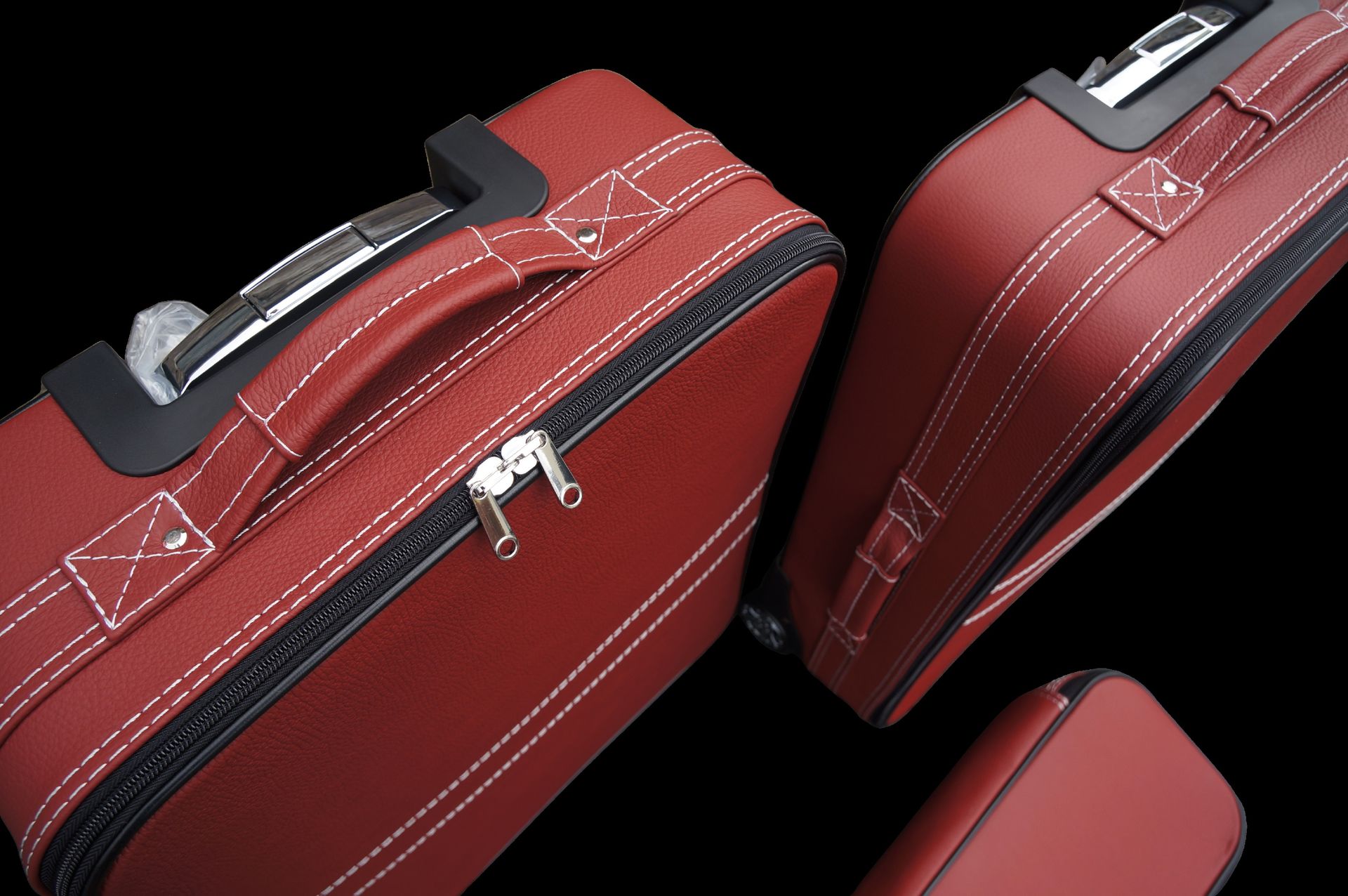 Roadsterbag kofferset Porsche 991 (ook GTS/GT3) voorzijde Coupe/Targa/Cabrio (volleder) Cherry (3-dlg)