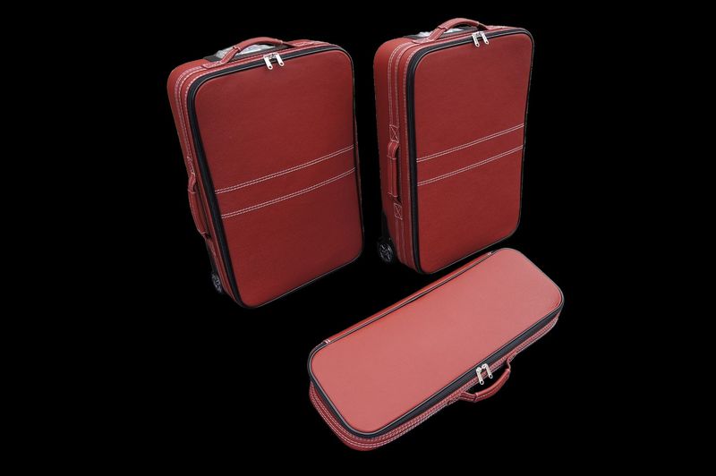 Roadsterbag suitcase set Porsche 992 (also GTS/GT3) front (full leather) Cherry (3-pcs)
