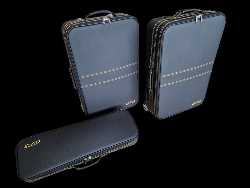 Roadsterbag suitcase set Porsche 992 GT3 front (full leather) Nero (3-pcs)