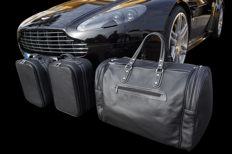 Roadsterbag suitcase set Aston Martin V8 Vantage Roadster 3-piece Black leather