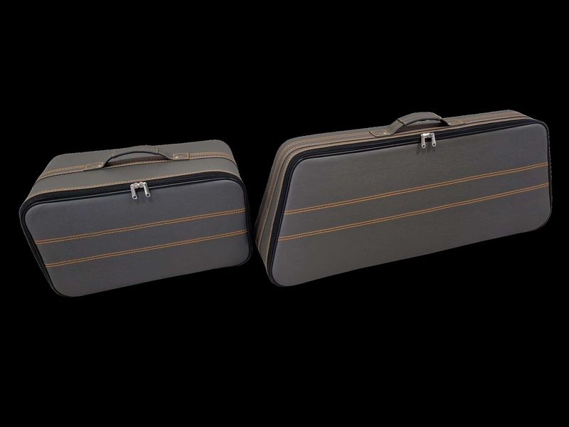 Roadsterbag suitcase set Audi R8 Coupe from 2015- leather Antracite + Orange seams
