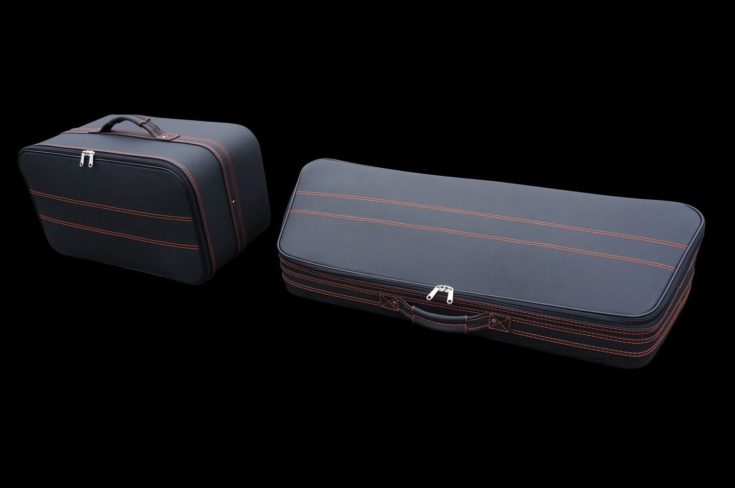 Roadsterbag suitcase set Audi R8 Coupe from 2015- leather Black (Nero) + Orange seams Roadsterbag suitcase set Audi R8 Coupe from 2015- leather Black (Nero) + Orange seams