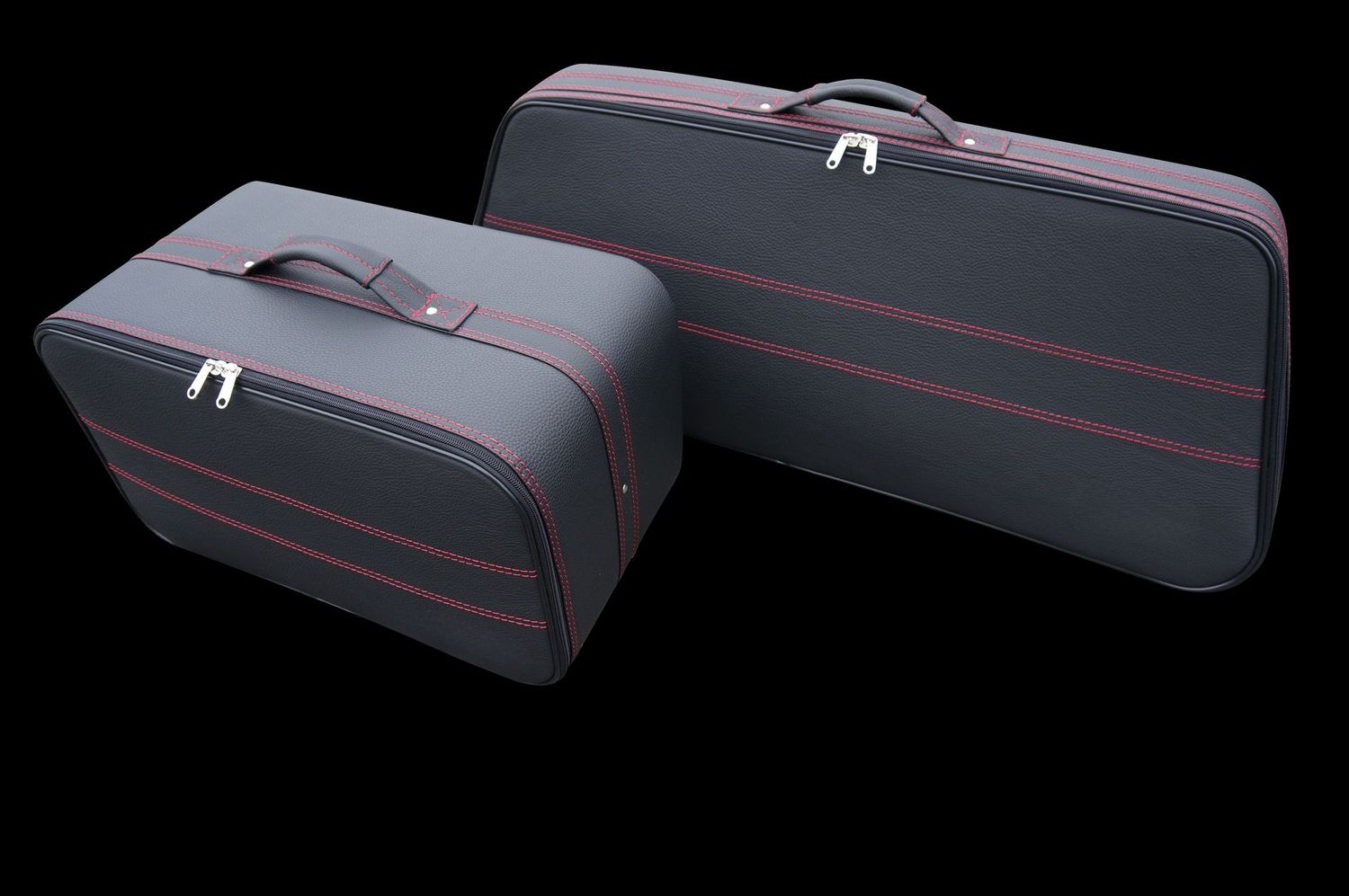 Roadsterbag suitcase set Audi R8 Coupe from 2015- leather Black (Nero) +Red seams Roadsterbag suitcase set Audi R8 Coupe from 2015- leather Black (Nero) +Red seams