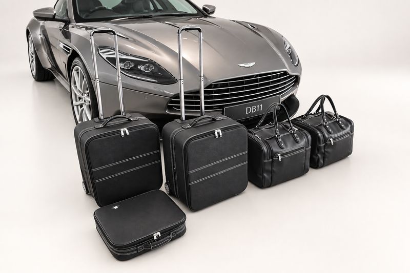 Roadsterbag suitcase set Aston Martin DB11 Coupe 5-piece Black leather