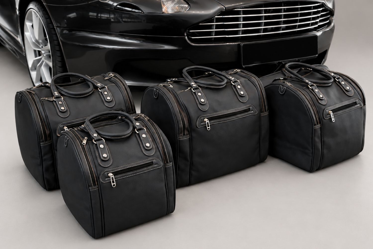 Roadsterbag suitcase set Aston Martin DB9 Volante 5-piece Black leather