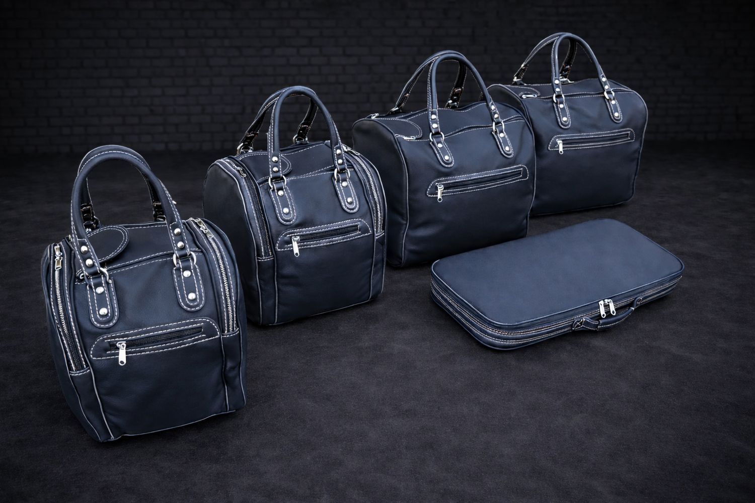 Roadsterbag suitcase set Aston Martin Vanquish Volante 5-piece Black leather