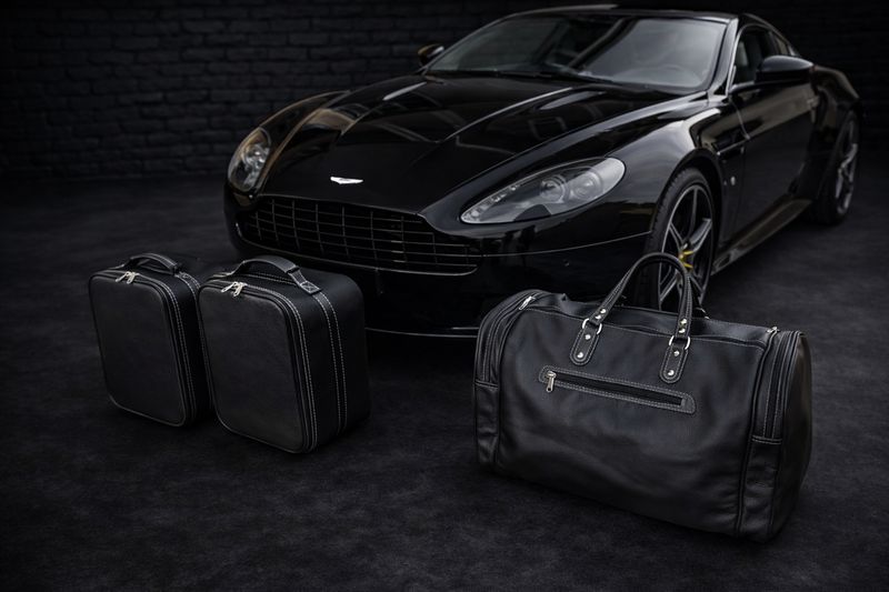 Roadsterbag suitcase set Aston Martin V8 Vantage Roadster 3-piece Black leather