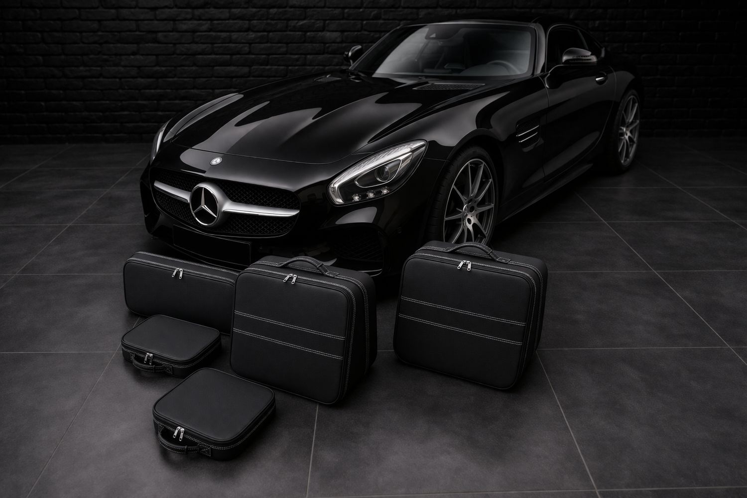 Roadsterbag suitcase set Mercedes AMG SLS Coupe (C197) "Gull-Wing" 5-piece leather