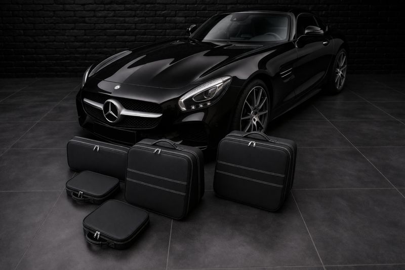 Roadsterbag suitcase set Mercedes AMG SLS Coupe (C197) "Gull-Wing" 5-piece leather