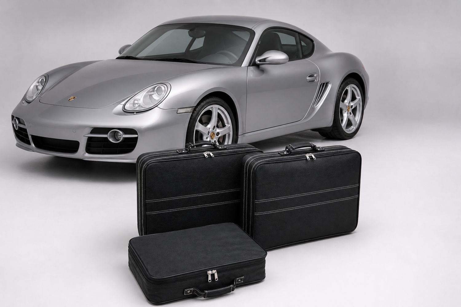 Roadsterbag suitcase set Porsche Cayman 987 front (partial leather)