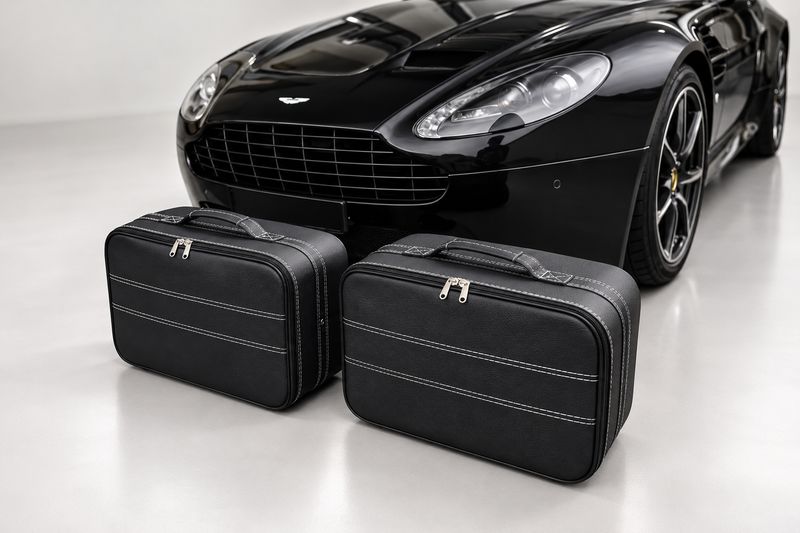 Roadsterbag suitcase set Aston Martin V8 Vantage Coupe 2-piece Black leather
