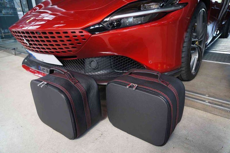 Roadsterbag suitcase set Ferrari Roma back seat + red seams (2-pcs)