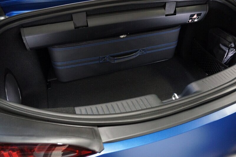 Roadsterbag suitcase set trunk Mercedes SL R232 2-piece leather with blue seams