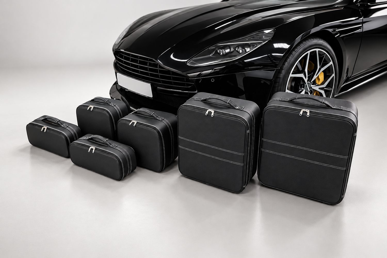 Roadsterbag suitcase set Aston Martin DB11 Volante 6-piece Black leather