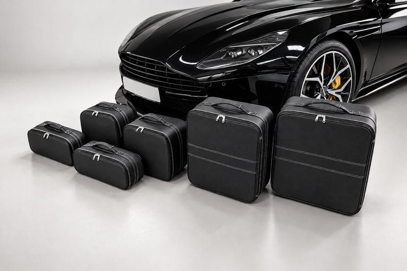 Roadsterbag suitcase set Aston Martin DB11 Volante 6-piece Black leather
