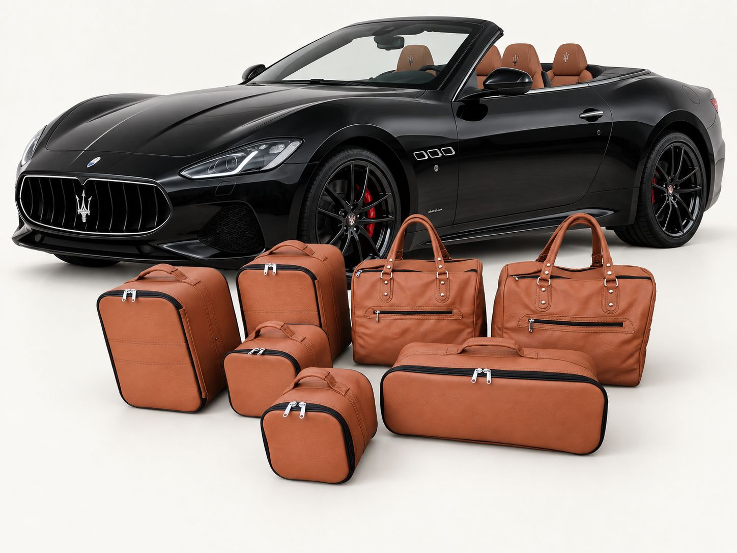 Roadsterbag kofferset Maserati GranCabrio 7-pcs Leder Natur