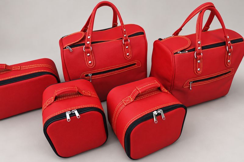 Roadsterbag kofferset Maserati GranCabrio 5-pcs Leder Red (kofferbak)
