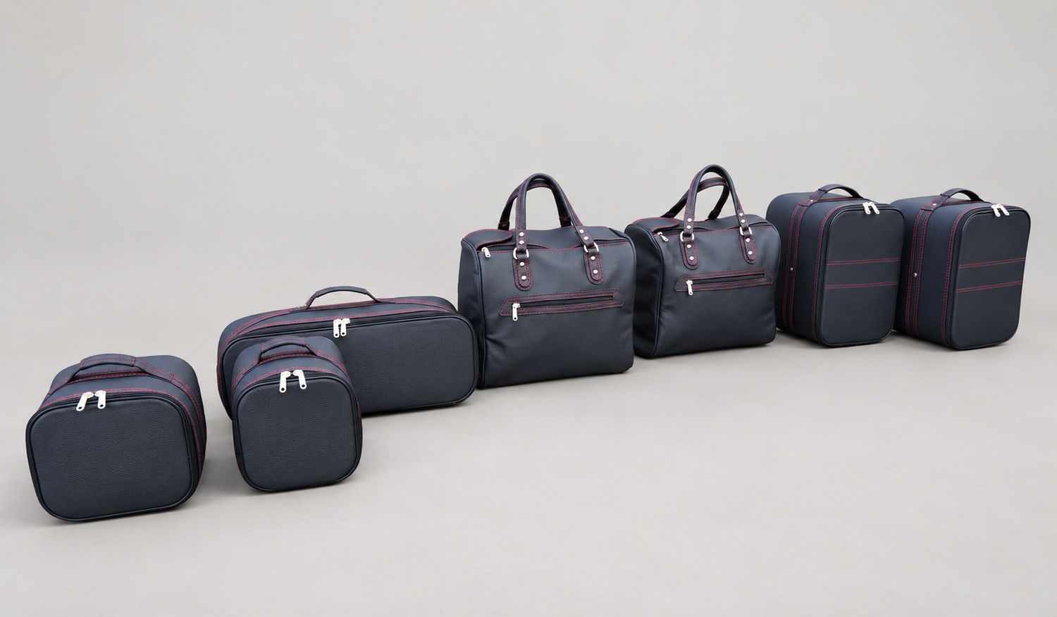 Roadsterbag kofferset Maserati GranCabrio 7-pcs Leder Nero Custom Roadsterbag kofferset Maserati GranCabrio 7-pcs Leder Nero Custom