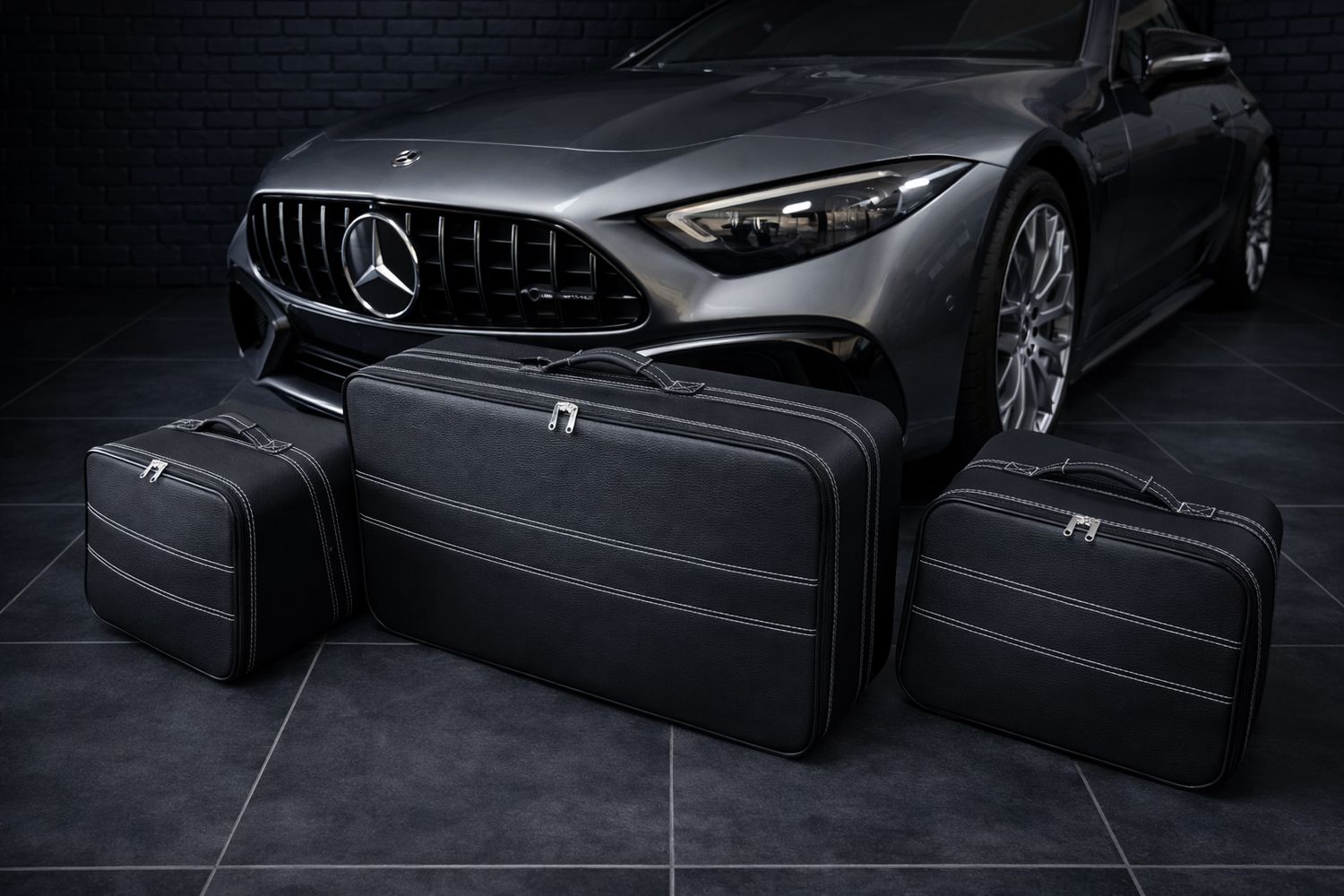 Roadsterbag luggage set trunk Mercedes SL R232 3-piece leather Roadsterbag luggage set trunk Mercedes SL R232 3-piece leather