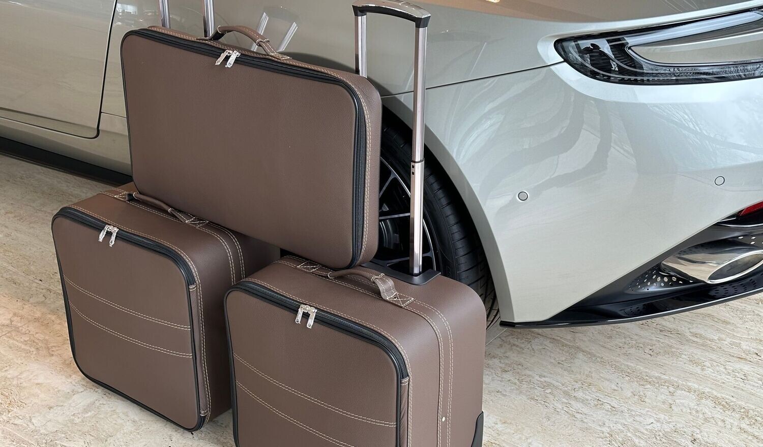 Roadsterbag suitcase set Aston Martin DB12 Coupe 3-piece Espresso leather