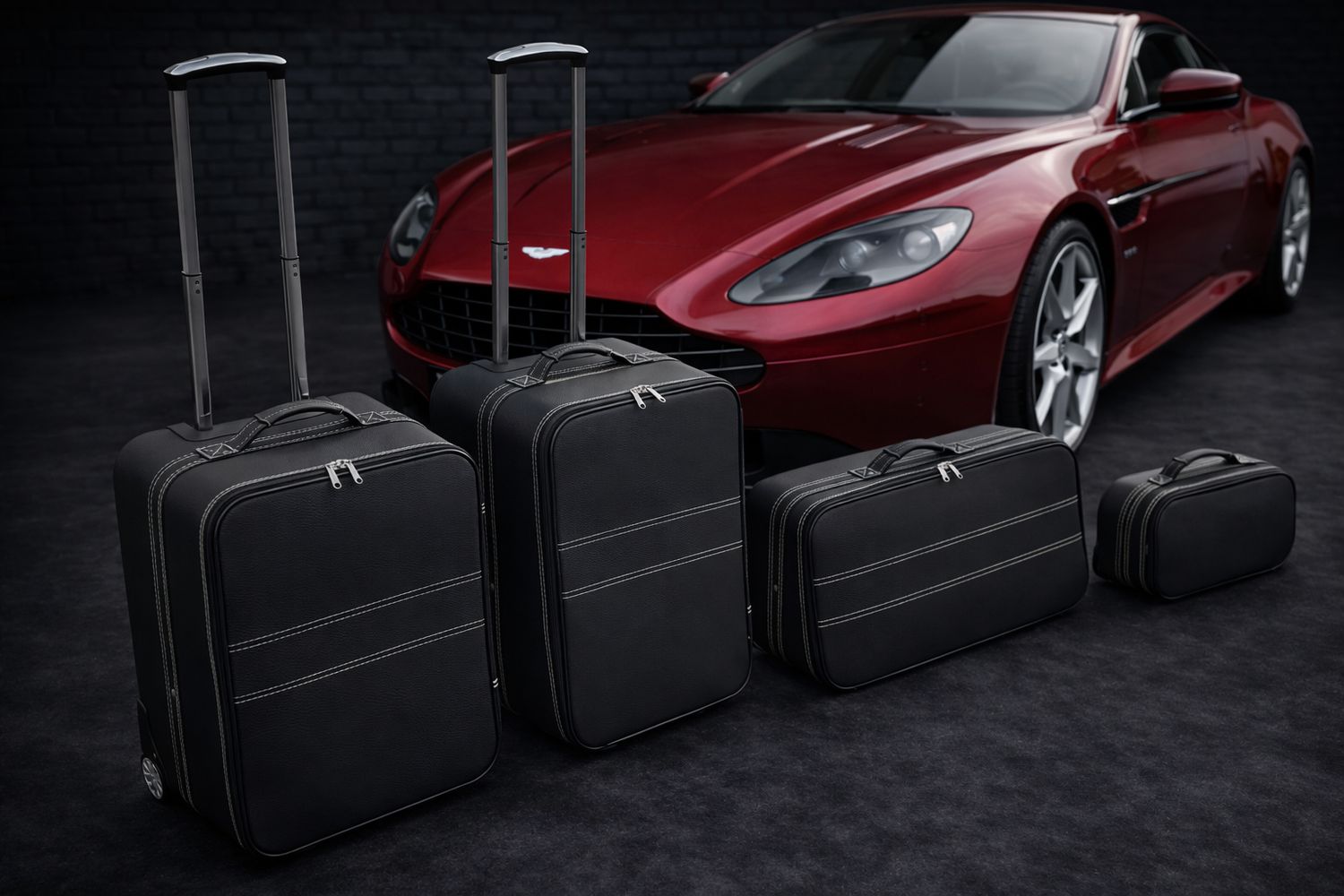Roadsterbag suitcase set Aston Martin Vantage Coupe 2024 4-piece Black leather