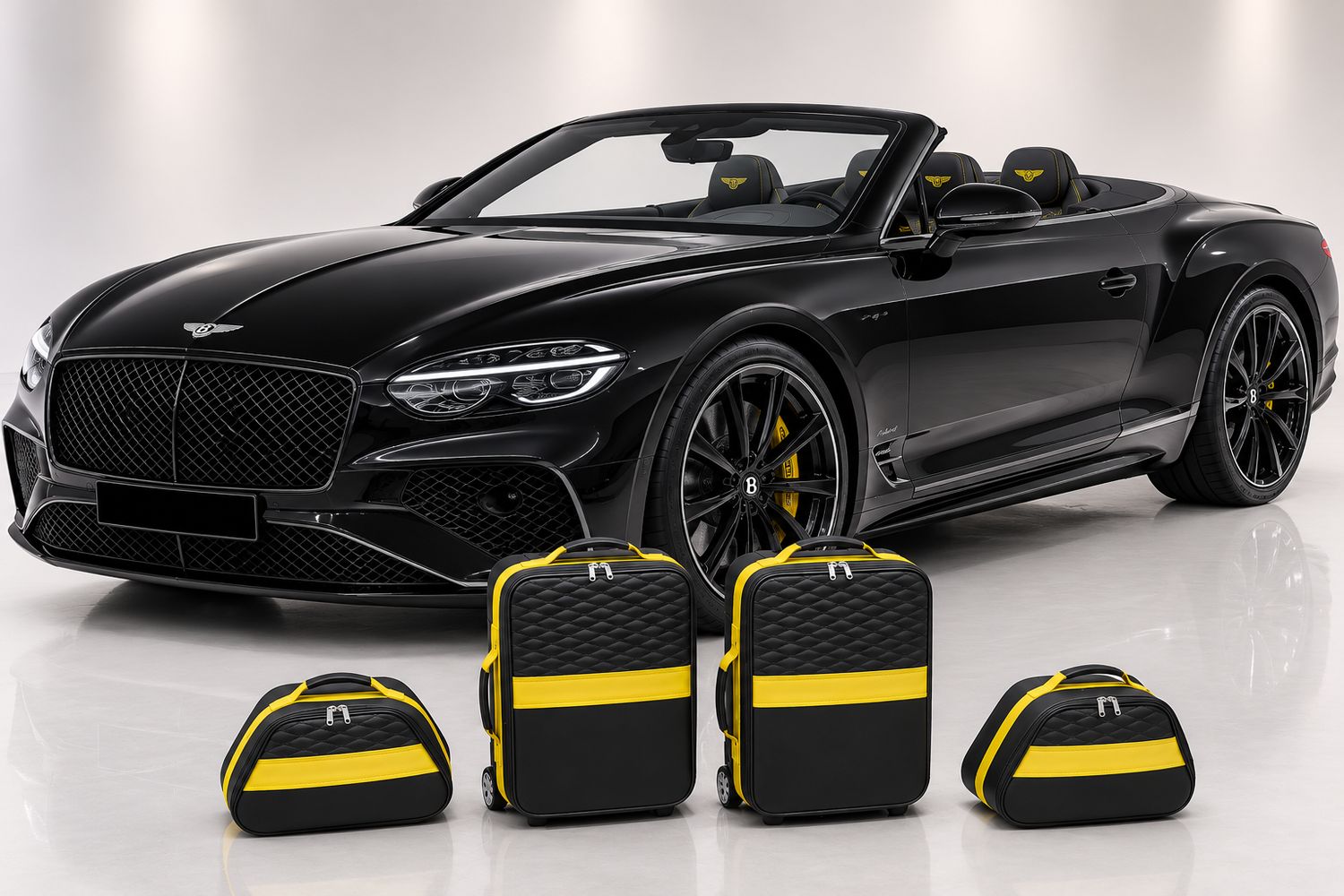 Roadsterbag suitcase set Bentley Continental GTC Hybrid 2024- (4-pcs) Giallo Striping Roadsterbag suitcase set Bentley Continental GTC Hybrid 2024- (4-pcs) Giallo Striping