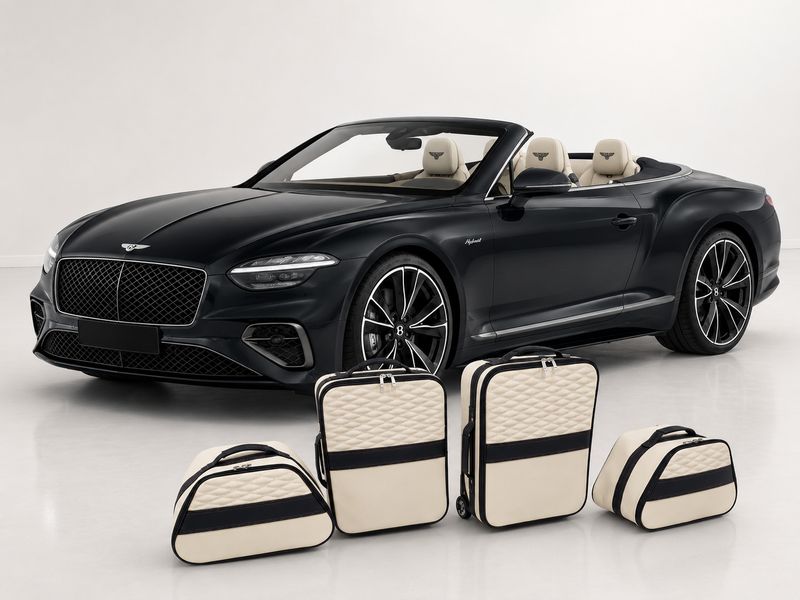 Roadsterbag suitcase set Bentley Continental GTC Hybrid 2024- (4-pcs) Hermes Ivory + Imperial Blue