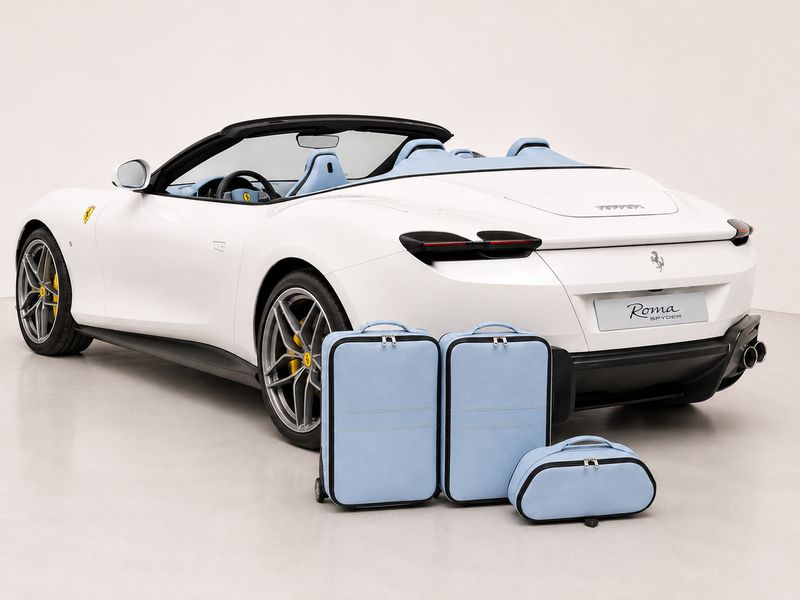 Roadsterbag suitcase set Ferrari Roma Spider Sky Blue (3-pcs)