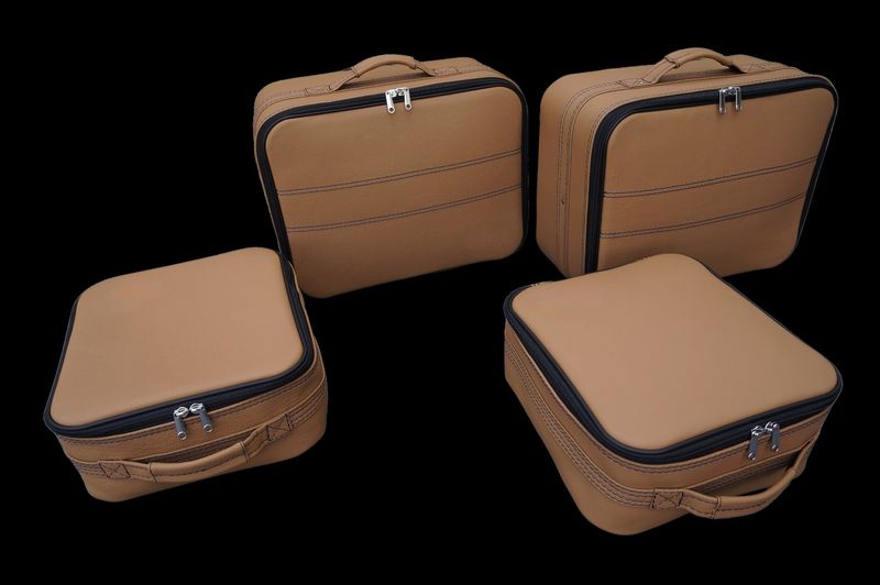 Roadsterbag suitcase set Porsche 992 rear seat in Camel leather