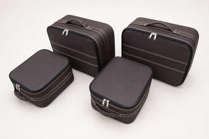 Roadsterbag suitcase set Porsche 992 rear seat in Caffe leather