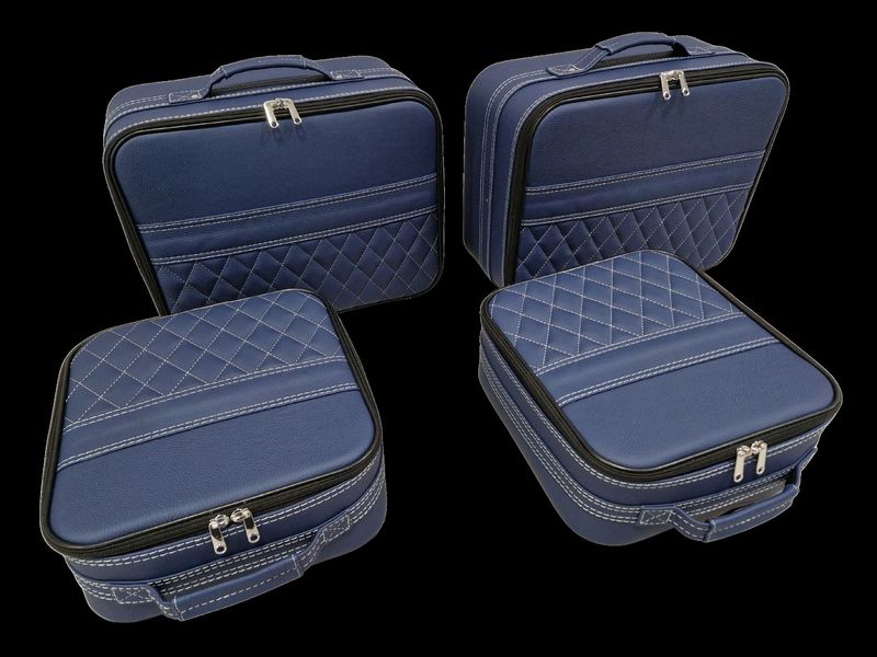 Roadsterbag suitcase set Porsche 992 rear seat in Kobalt leather + Diamond pattern