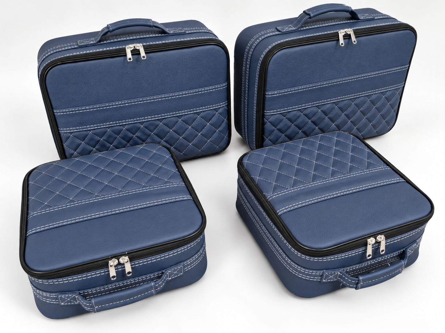 Roadsterbag suitcase set Porsche 992 rear seat in Kobalt leather + Diamond pattern