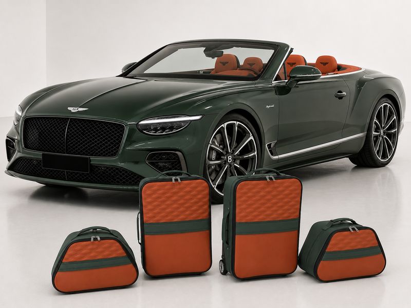 Roadsterbag suitcase set Bentley Continental GTC Hybrid 2024- (4-pcs) Hermes Ivory + Imperial Blue