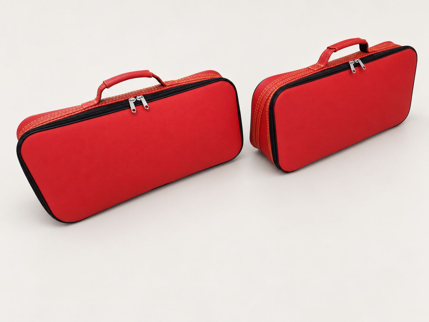 Roadsterbag suitcase set Ferrari F8 Tributo (2-piece) interior in Red leather + yellow stitching