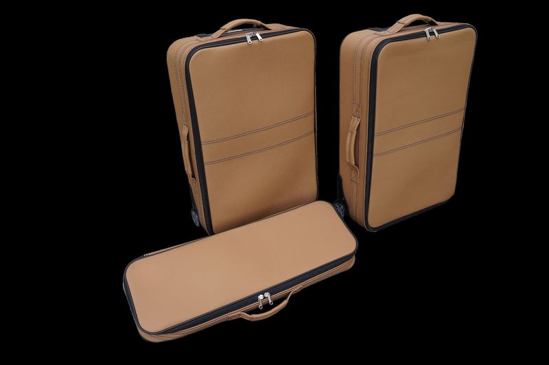 Roadsterbag suitcase set Porsche 991 (also GTS/GT3) front (full leather) Camel (3-pcs)