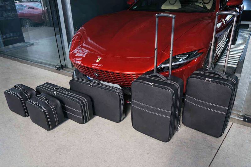 Roadsterbag suitcase set Ferrari Roma + Silverwhite seams (6-pcs)